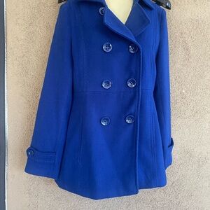 Xacis Cobalt Blue Double-Breasted Pea Coat size M